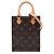 Borsa Satchel Louis Vuitton Monogram Petit Sac Plat Marrone