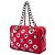 Bolsa de Ombro Prada Vitello Daino Vermelha com Corrente e Ilhoses Vermelho - vista 2