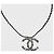 Collana Chanel CC in metallo dorato e pelle nera Argento - vista 2