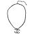 Chanel CC Halskette aus Goldmetall und schwarzem Leder Silber