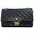 Chanel 2.55 Tasche aus schwarzem gestepptem Leder