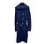 Casaco longo Chanel Navy em cashmere com cinto Multicor
