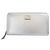 Jimmy Choo Malou Leder Geldbörse Silber Rund Zip Long Wallet