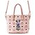Bolsa de mão em couro rosa MCM