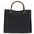 GUCCI Bamboo Hand Bag Leather Black Gold Tone 02 123 0260 - vista 2