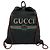 Gucci Logo Leather Drawstring Backpack Black