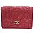 Portafoglio tri-fold in pelle Chanel Coco Mark Camellia Rosso