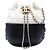 Chanel Gabrielle Bucket Bag Small aus gestepptem Kalbsleder bicolor weiß