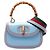Bamboo Gucci Bolsa de mão 1947 em couro de bezerro azul com detalhes Web e bambou Azul claro