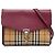 Burberry Red Small Leather and House Check Canvas Derby Macken Crossbody Rosso Bordò