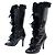 BOTAS LOUIS VUITTON DE CUERO CHAROL NEGRO & PELO DE CONEJO 39 HIGH BOOTS