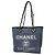 Chanel Deauville Canvas Chain Tote Bag in Navy Marineblau