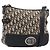 Christian Dior Trotter Canvas Schultertasche Navy Silver Auth 204603V Silber Marineblau