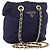 Bolsa de Ombro com Corrente PRADA Nylon Navy Gold Auth 203877 Dourado Azul marinho