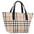 BURBERRY Nova Check Handtasche PVC Beige Silver Auth 203614 Silber