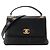 CHANEL - Borsa a tracolla Top Handle Medium Chanel in pelle chevron e pelle esotica pitone nera Nero