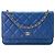 CHANEL - Borsa a tracolla Wallet On Chain Classic/Timeless Chanel in pelle caviar blu iridescente