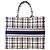 Autre Marque DIOR - Borsa Book Tote grande Dior in tela tartan blu navy e bianca - vista 3