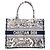Autre Marque DIOR - Borsa cabas Book Tote medium in toile de jouy blu navy e bianca