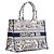 Autre Marque DIOR - Borsa cabas Book Tote medium in toile de jouy blu navy e bianca - vista 2