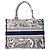 Autre Marque DIOR - Borsa cabas Book Tote medium in toile de jouy blu navy e bianca - vista 3