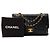 CHANEL - Vintage schwarze glatte Leder Classic/Timeless Chanel Schultertasche - Ansicht 11
