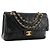 CHANEL - Vintage schwarze glatte Leder Classic/Timeless Chanel Schultertasche - Ansicht 2