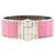HERMÈS - Bracelete Charnière Large GM Hermès em metal prateado e esmalte rosa flamingo