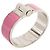 HERMÈS - Bracelete Charnière Large GM Hermès em metal prateado e esmalte rosa flamingo - vista 4