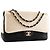 CHANEL - Bolsa de ombro Classic/Timeless Jumbo Chanel em couro caviar dourado e couro liso preto - vista 2