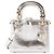 DIOR - Lady Dior Mini Schultertasche aus silbernem exotischem Echsenleder Limited Edition