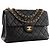 CHANEL - Vintage Double Side Classic/Timeless Schultertasche aus schwarzem Glattleder - Ansicht 2