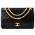 CHANEL - Vintage schwarze glatte Leder Classic/Timeless Chanel Schultertasche