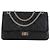 CHANEL - Borsa a tracolla 2.55 Jumbo Chanel in pelle stropicciata nera Nero