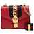 Borsa Red Gucci Mini Calfskin Web Sylvie Chain Satchel Rosso - vista 10