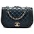 Borsa a tracolla Chanel Small CC Quilted Bicolor in pelle d'agnello intrecciata blu, patta Saddle