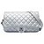 Borsa a tracolla Chanel Medium Quilted Metallic Grained Calfskin Casual Rock Flap Argento