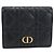 Portafoglio bi-fold Christian Dior Caro in pelle nera Nero