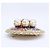 Broche redonda Chanel A15S em tweed e pérolas Gripoix com logo Coco Mark Dourado - vista 5