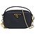 Prada Saffiano Mini Pouch Bag mit Kette Schwarz