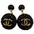 Chanel Vintage 94P Coco Mark Manschettenknöpfe aus mattem Lack Schwarz Golden