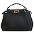Fendi Peekaboo Iconic Mini Satchel aus schwarzem Leder