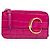 Tarjetero Chloé C de piel grabada efecto cocodrilo rosa