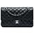 Chanel Black Medium Classic Lambskin Double Flap Preto
