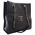 Chanel Shopping Tote aus schwarzem gestepptem Lammleder mit CC - Ansicht 2