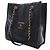 Chanel Shopping Tote aus schwarzem gestepptem Lammleder mit CC - Ansicht 3