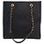 Chanel Shopping Tote aus schwarzem gestepptem Lammleder mit CC - Ansicht 4