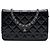 Portafoglio Chanel Black CC Quilted Patent Wallet On Chain Nero