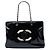 Chanel Black CC Patent Lipstick Ligne Tote Bag Schwarz