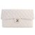 Chanel White CC Quilted Caviar Flap Clutch Weiß